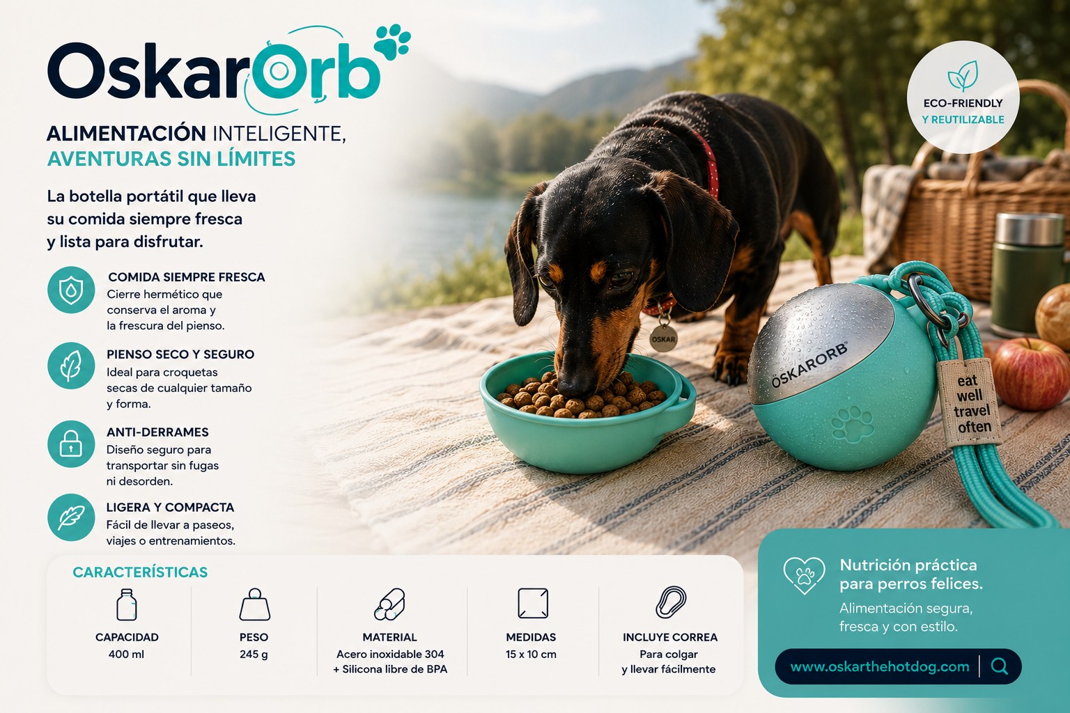 OskarOrb modo alimentación — perro comiendo